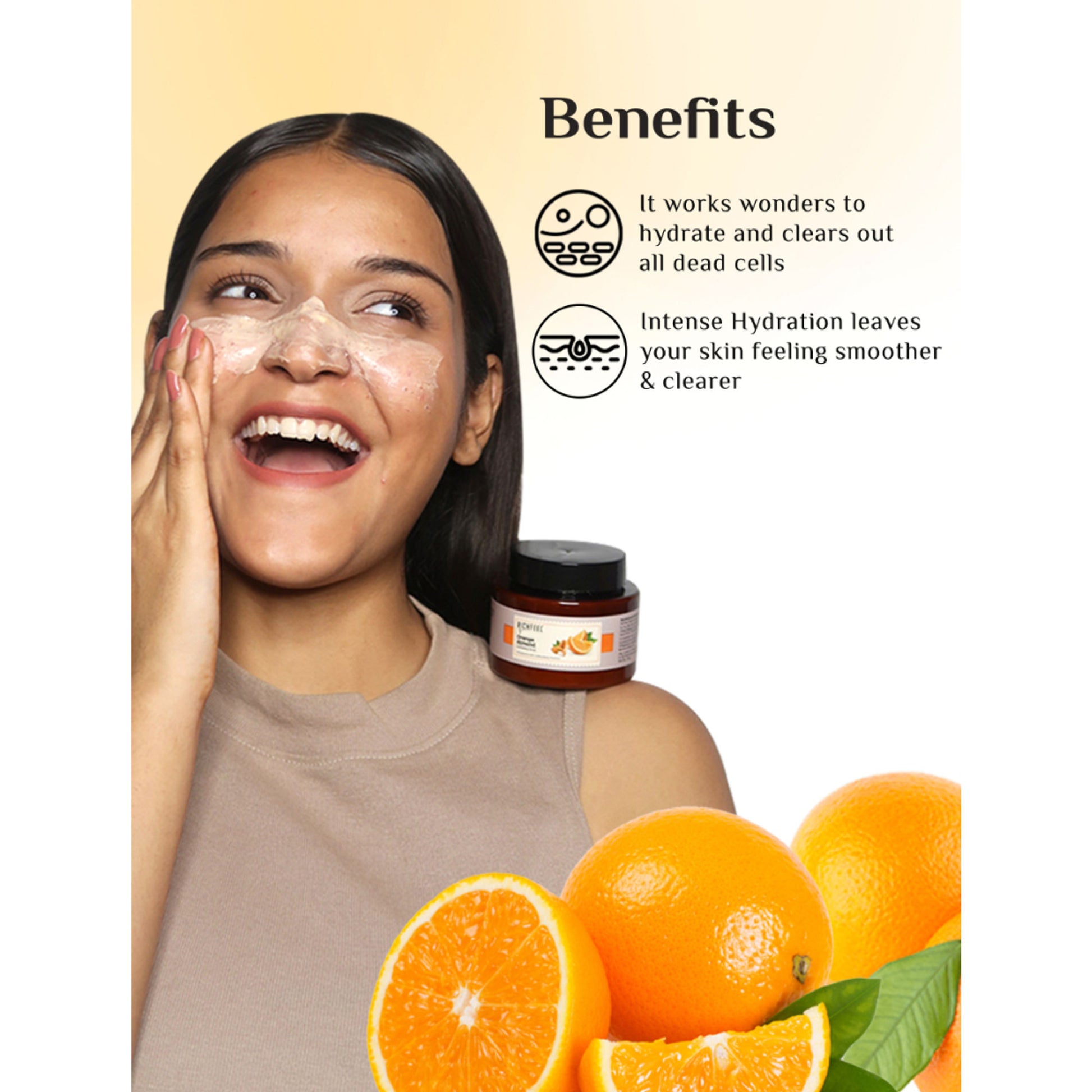 Richfeel Orange Almond Scrub - Brightening, Revitalizing, Gentle Exfoliation for All Skin Type