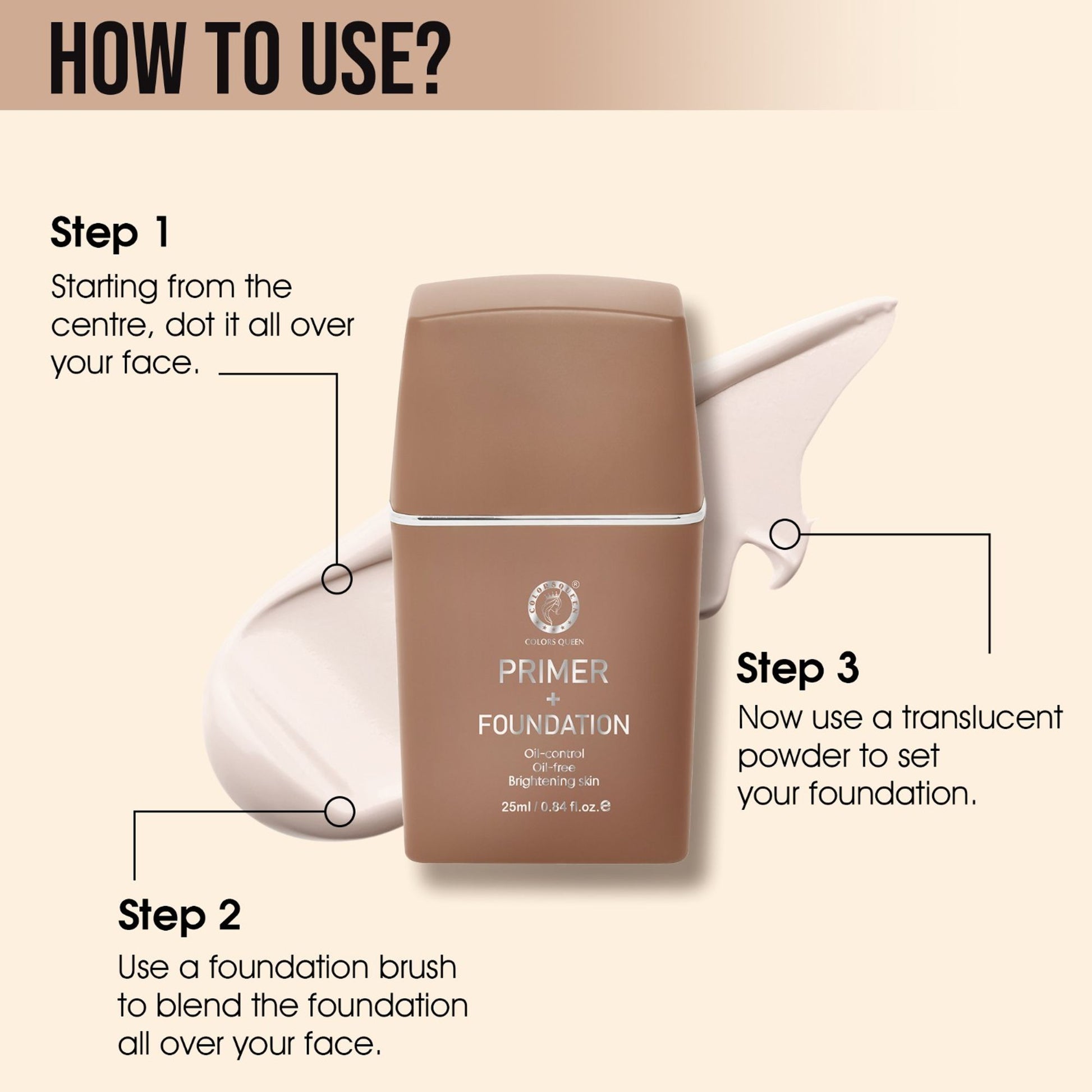 Colors Queen Primer + Foundation for Oil Control Brightening Skin - 01
