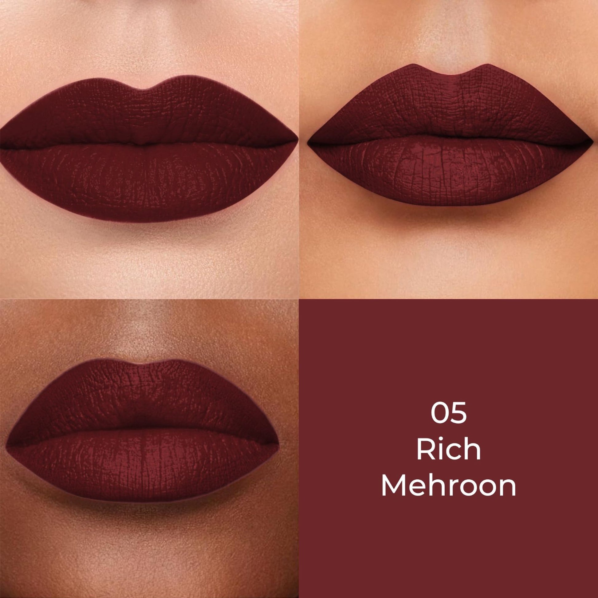 Colors Queen Color Stay Longlasting & Matte Lipstick Waterproof - 05 Rich Maroon