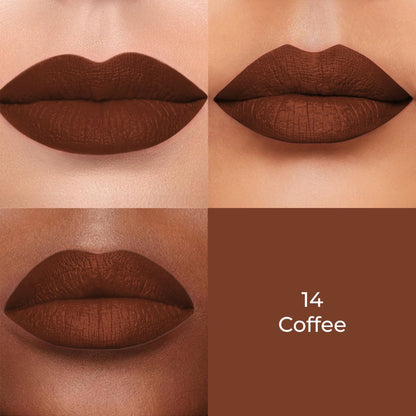 Colors Queen Color Stay Longlasting & Matte Lipstick Waterproof - 14 Coffee