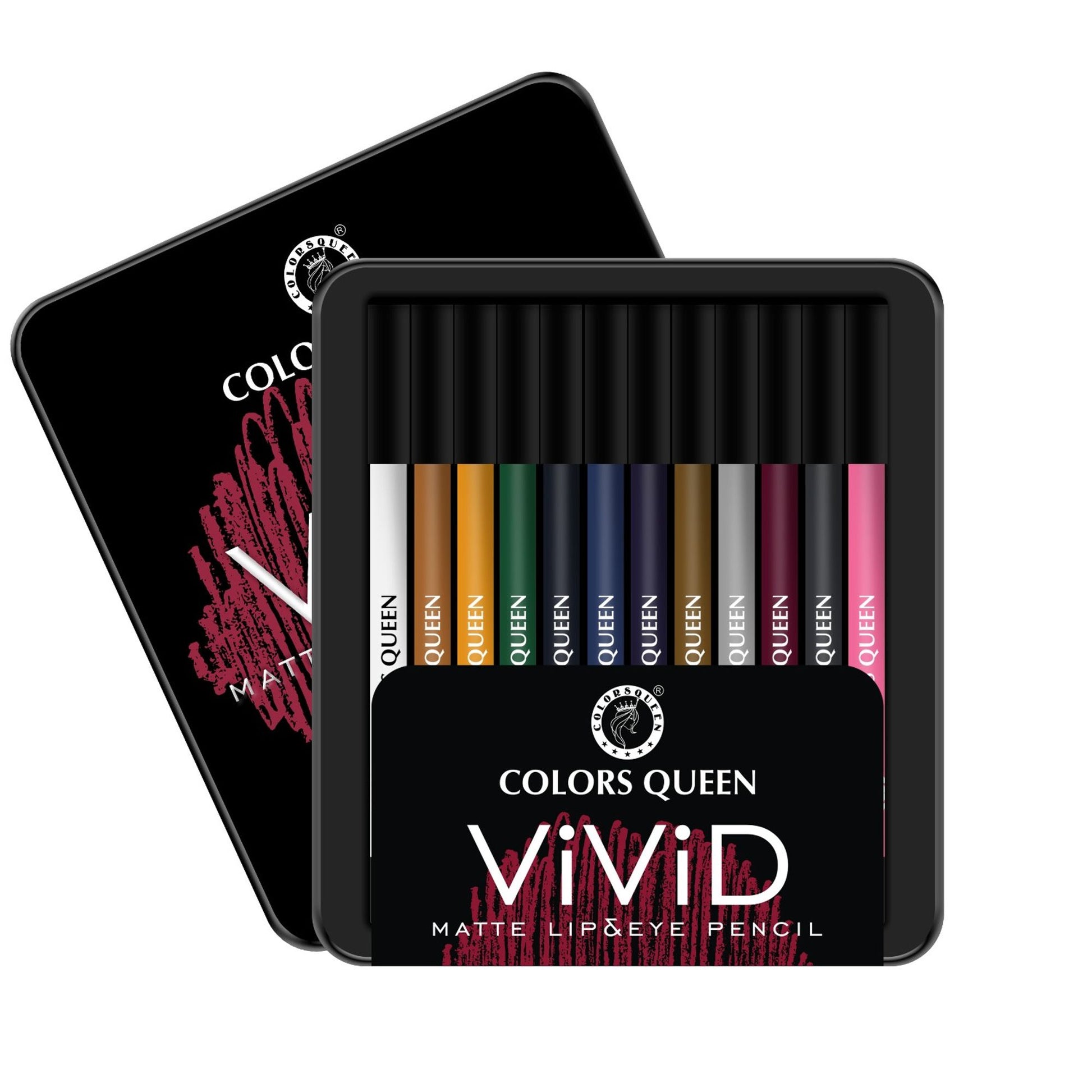 Colors Queen Vivid Matte 12 Lip & Eyeliner Pencil - C