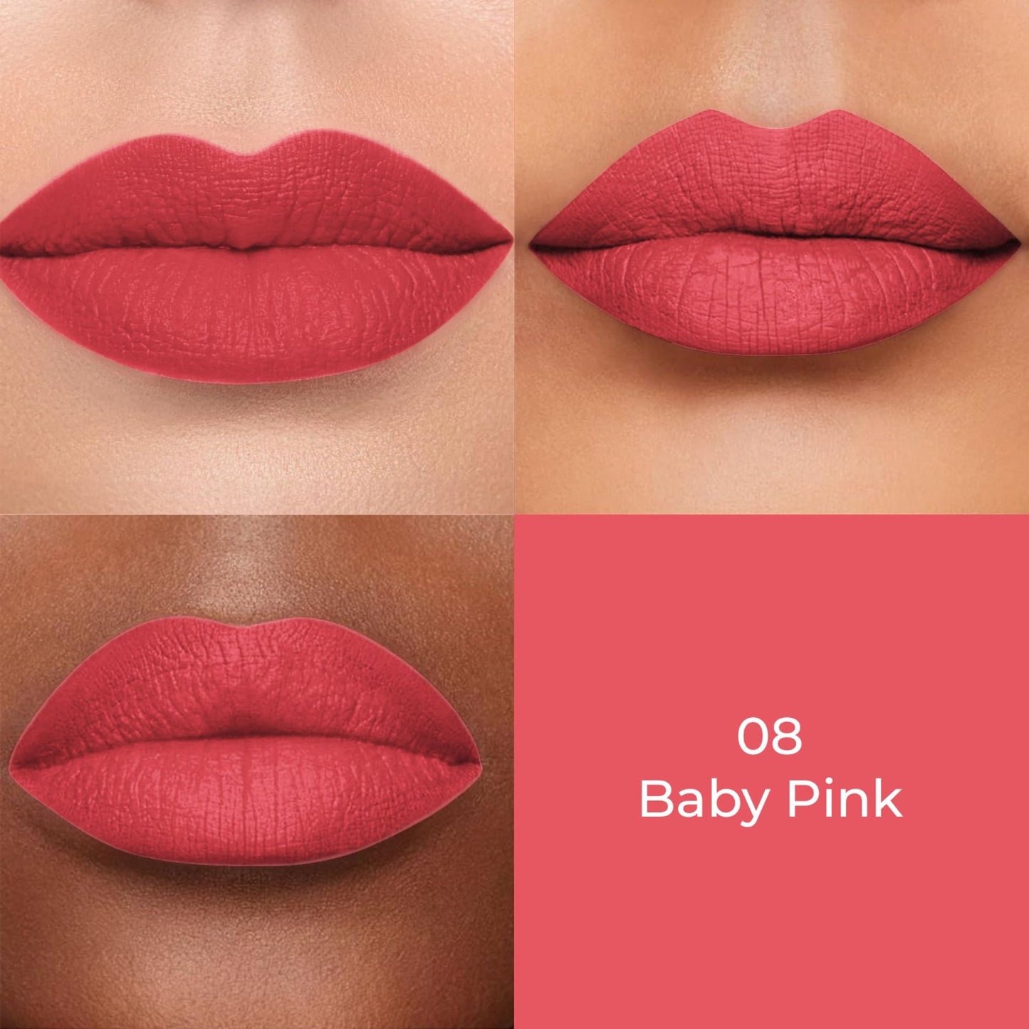 Colors Queen Color Stay Longlasting & Matte Lipstick Waterproof - 08 Baby Pink