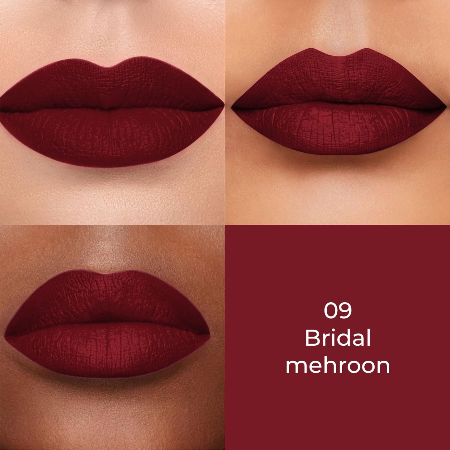 Colors Queen Color Stay Longlasting & Matte Lipstick Waterproof - 09 Bridal Maroon