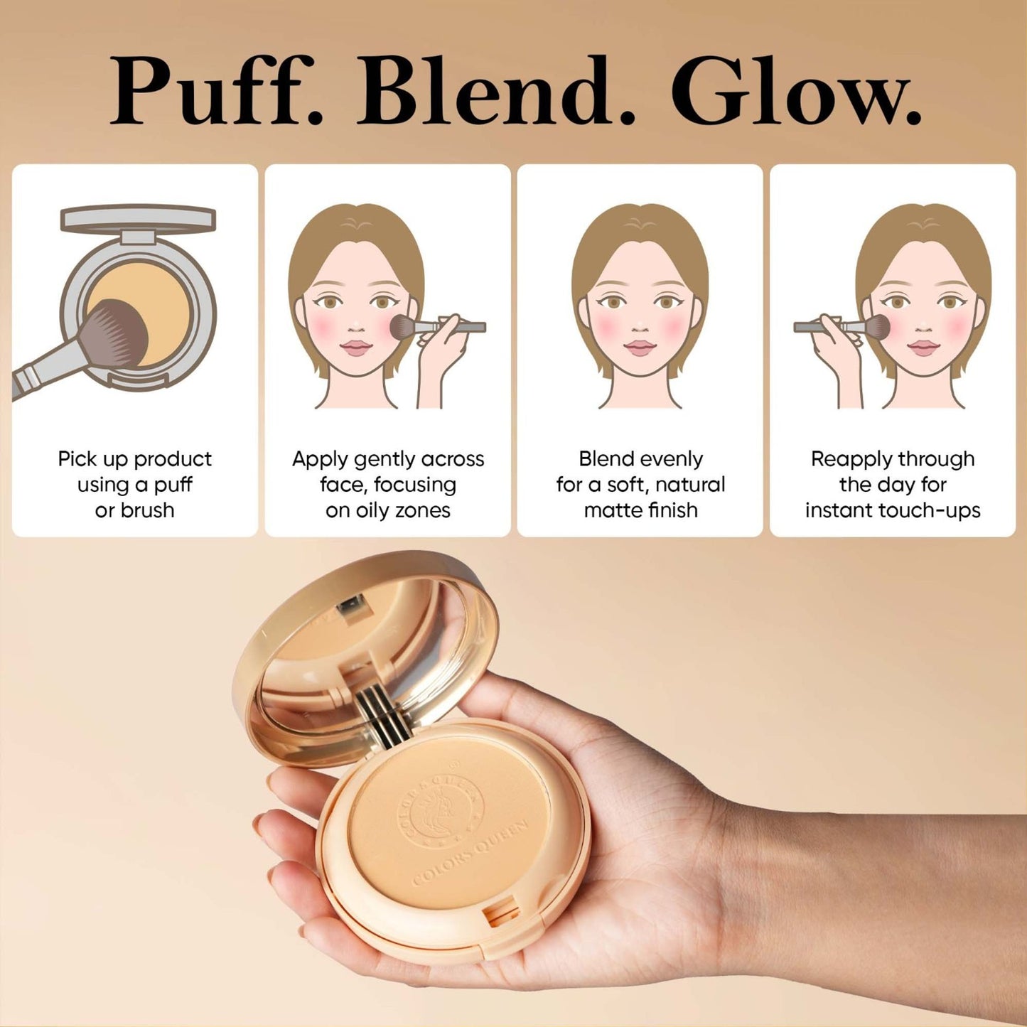 Colors Queen 2-in-1 Brightness Compact Powder - 3