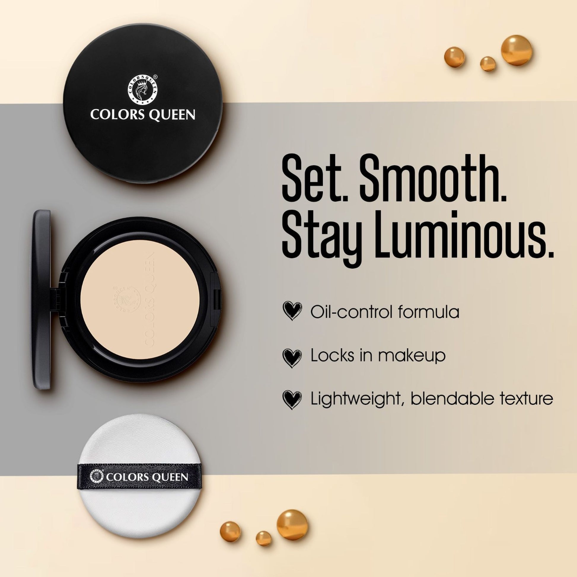 Colors Queen Luminous Silk Matte Compact Powder - White Ivory-01