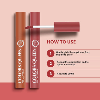 Colors Queen All Day Wear Liquid Lipstick - Coral Camp