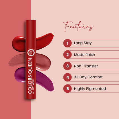 Colors Queen All Day Wear Liquid Lipstick - Wild Berry