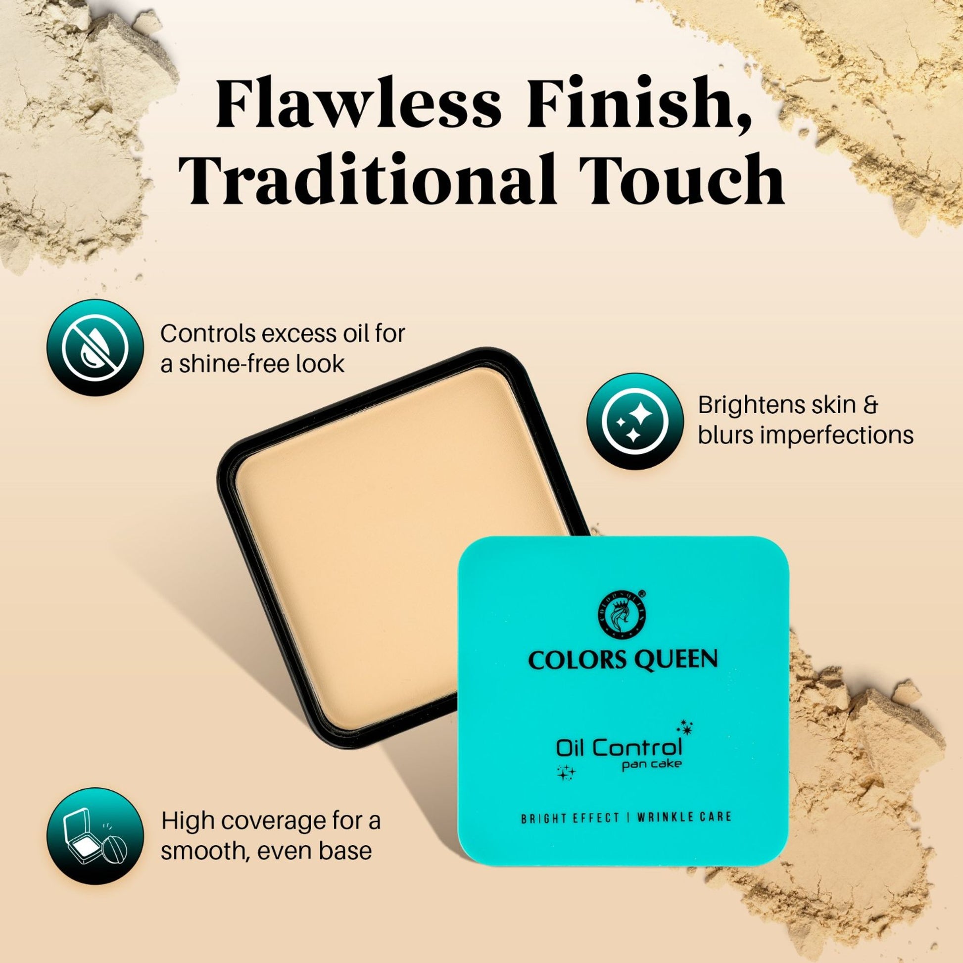 Colors Queen Oil Control Pan Cake Compact Powder - Natural Honey