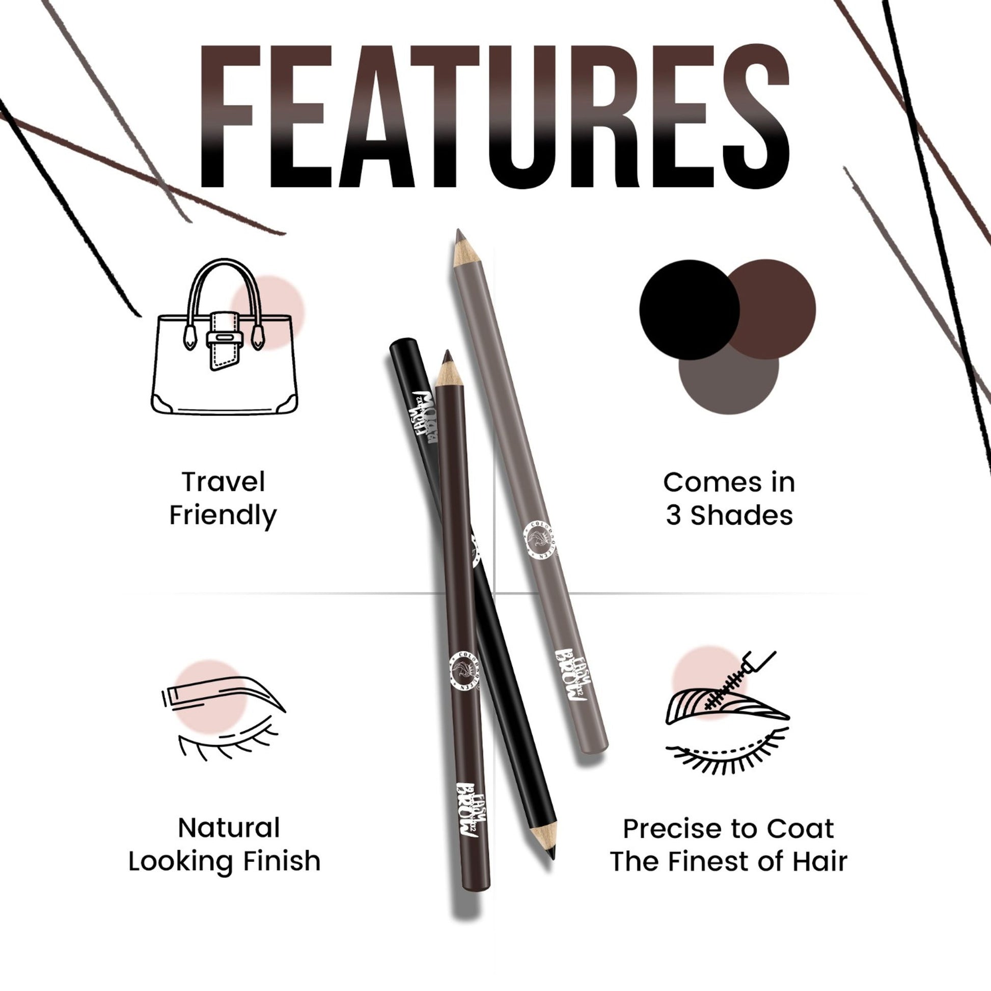 Colors Queen Easy Eye Brow Pencil - Black