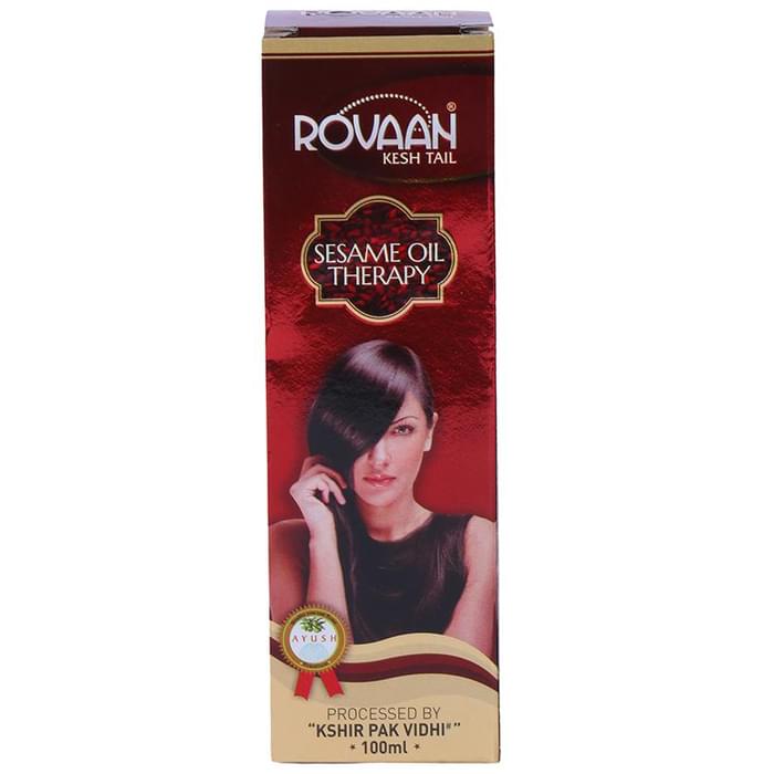 Multani Rovaan Kesh Tail Ayurvedic Thailam for hair care, featuring herbal ingredients in a traditional bottle.