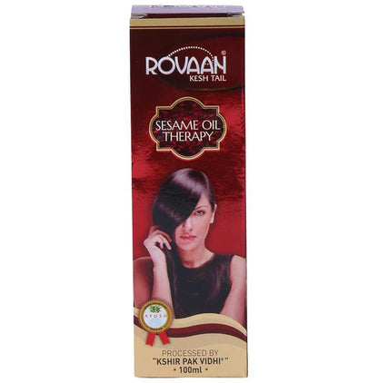 Multani Rovaan Kesh Tail Ayurvedic Thailam for hair care, featuring herbal ingredients in a traditional bottle.