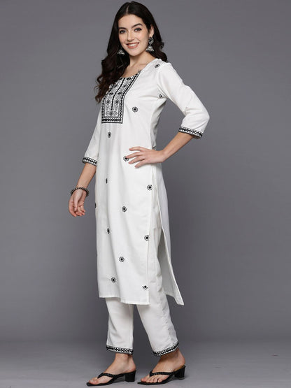 Dhiyona IE Ethnic Motifs Embroidered Regular Mirror Work Kurta with Trousers & Dupatta