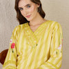 Dhiyona IE Striped V-Neck Linen Straight Kurta With Trouser