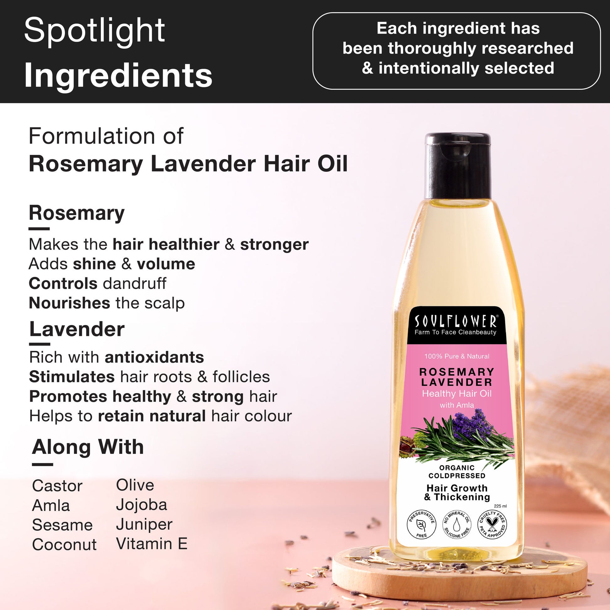 Soulflower Rosemary Lavender Healthy Hair Oil