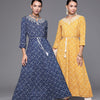 Indyancart IE Pack Of 2 Ethnic Motifs Printed Thread Work A-Line Kurta