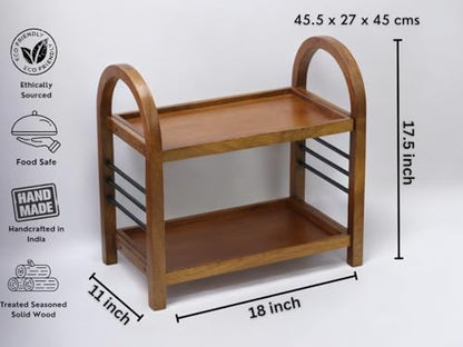 Vesta Homes Wooden Organizer Rack Stand for Kitchen, Bathroom, Countertop & Office 45.5 x 27 x 45 cm