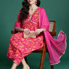 Dhiyona IE Women Floral Printed Regular Pure Cotton Kurta with Palazzos & With Dupatta