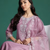 Indyancart IE Embroidered Zari Kurta with Trousers & With Dupatta