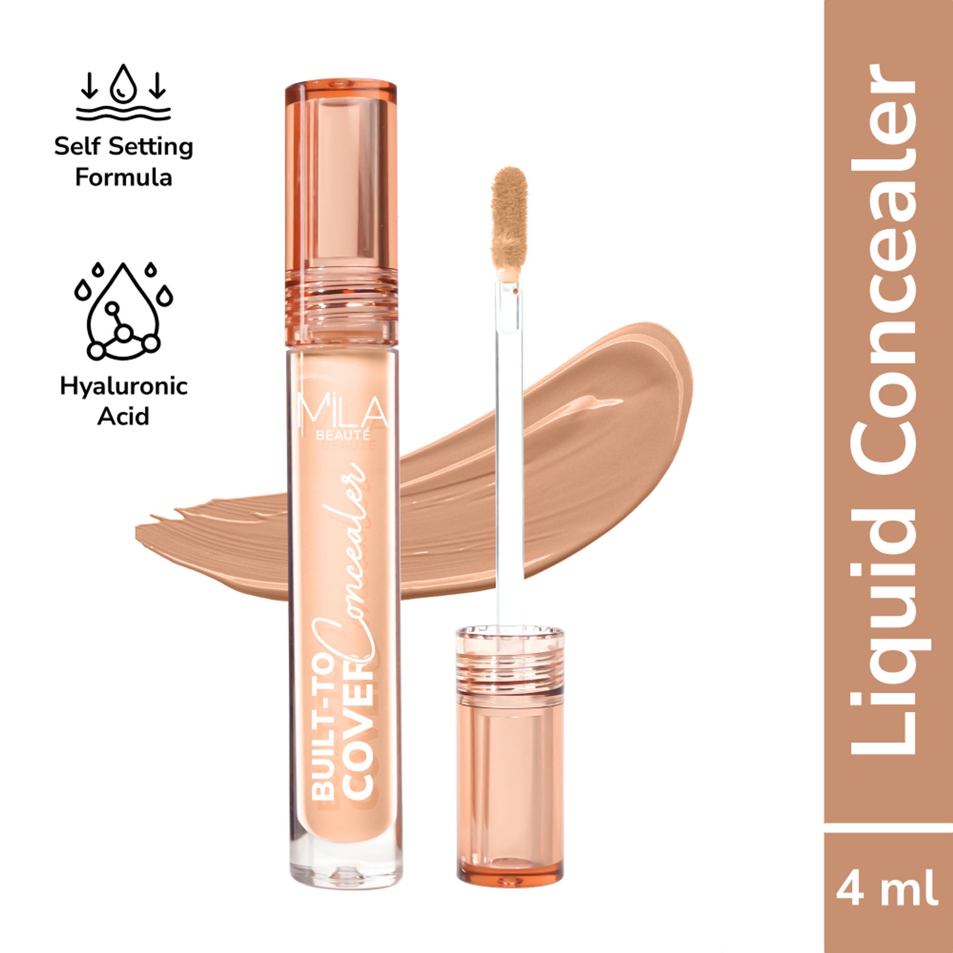 Mila Beauté Built To Cover Matte Liquid Concealer With SPF 15 & Hyaluronic Acid - 108 Deep Peach
