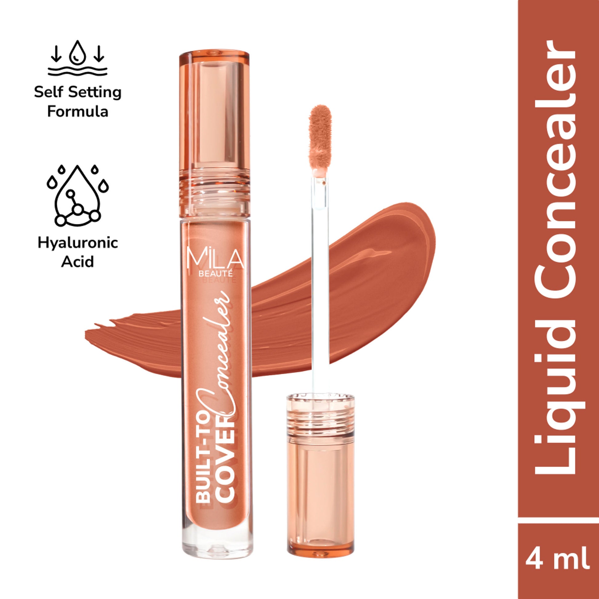 Mila Beauté Built To Cover Matte Liquid Concealer With SPF 15 & Hyaluronic Acid - 112 Orange Corrector
