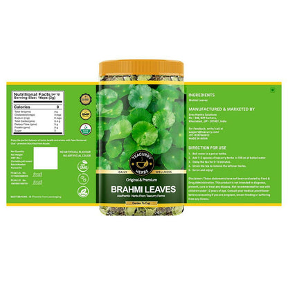 Organic Brahmi herbal tea leaves by Teacurry, fresh green dried Brahmi leaves for brewing herbal tea.