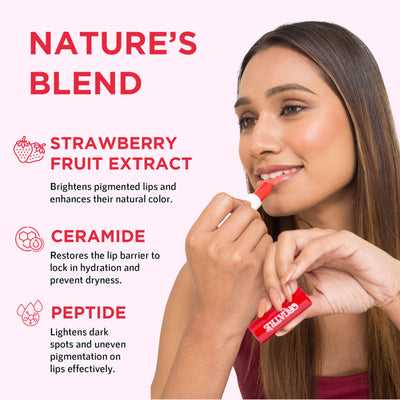 Orgatre Strawberry Lip Balm With Spf30, Ceramide & Peptide For Dark, Pigmented, Dry & Chapped Lips