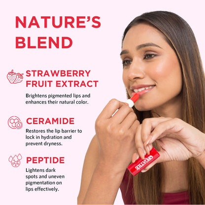 Orgatre Strawberry Lip Balm With Spf30, Ceramide & Peptide For Dark, Pigmented, Dry & Chapped Lips