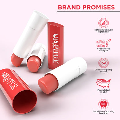 Orgatre Strawberry Lip Balm With Spf30, Ceramide & Peptide For Dark, Pigmented, Dry & Chapped Lips