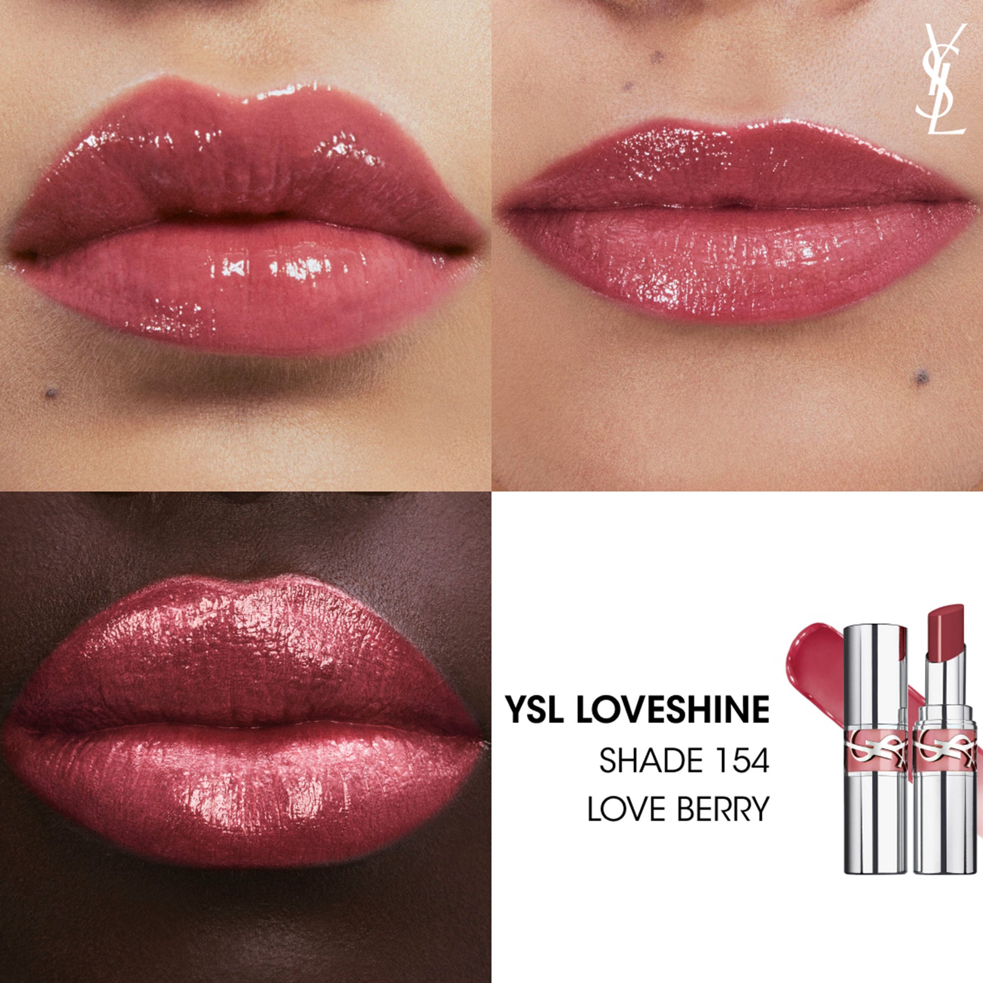 Yves Saint Laurent Loveshine High Shine Lipstick With 24H Hydration - 150 Nude Lingerie - 154 Love Berry