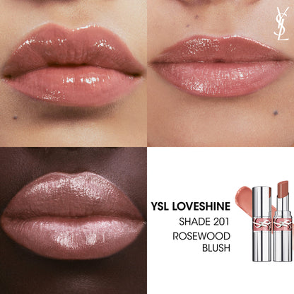Yves Saint Laurent Loveshine High Shine Lipstick With 24H Hydration - 150 Nude Lingerie - 201 Rosewood Blush