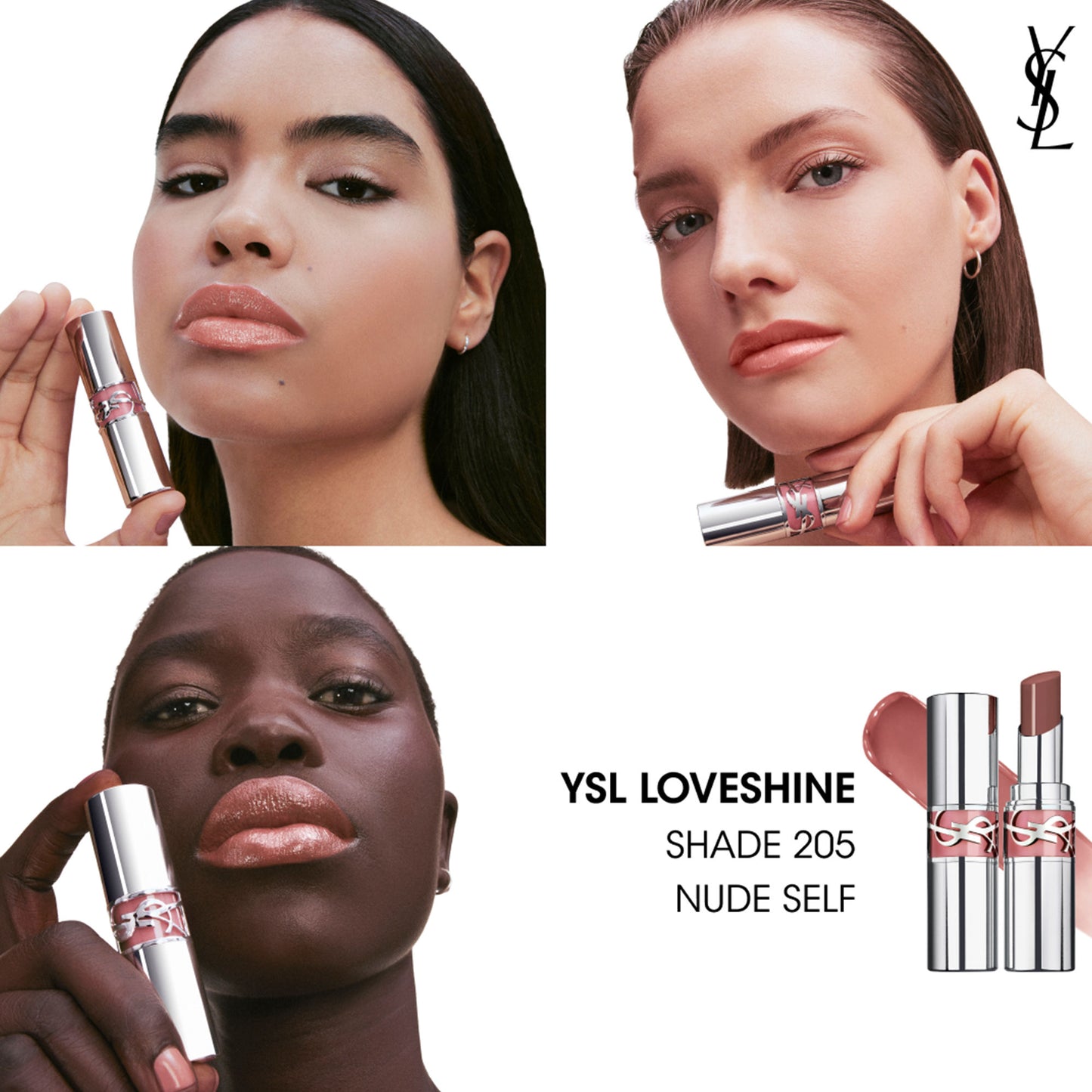 Yves Saint Laurent Loveshine High Shine Lipstick With 24H Hydration - 150 Nude Lingerie - 205 Nude Self