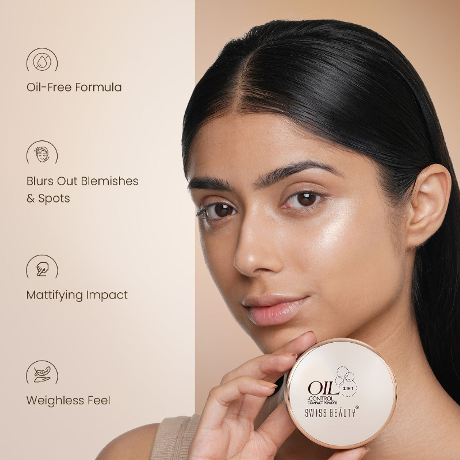 Swiss Beauty Oil Control Compact Powder - 03 Natural Nude