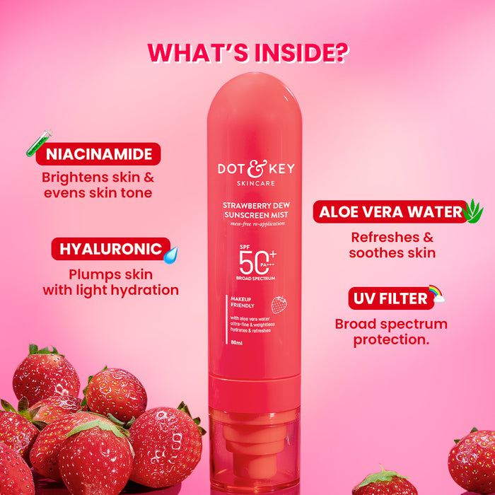 Dot & Key Strawberry Sunscreen Face Mist In-Vivo Tested SPF 50+ PA+++