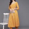 Indyancart IE Women Ethnic Motifs Printed Thread Work A-Line Kurta