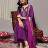 Indyancart VA Women'sFloral Yoke Design Gotta Patti Pure Cotton Kurta & Trousers With Dupatta