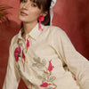 Dhiyona IE Women Floral Embroidered Regular Thread Work Pure Cotton Kurta with Trousers