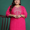 Indyancart IE Plus Size Ethnic Motifs Embroidered Sequinned Georgette Kurta