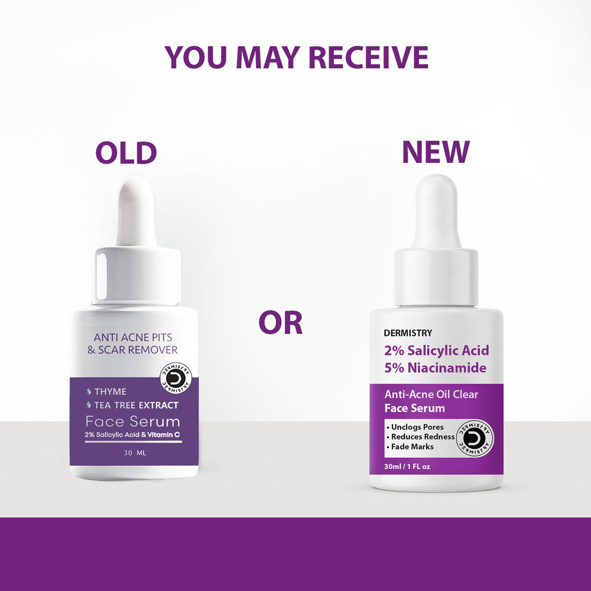 DERMISTRY face serum with 2% salicylic acid and 5% niacinamide for oily, acne-prone skin, open pores, and spot scars.