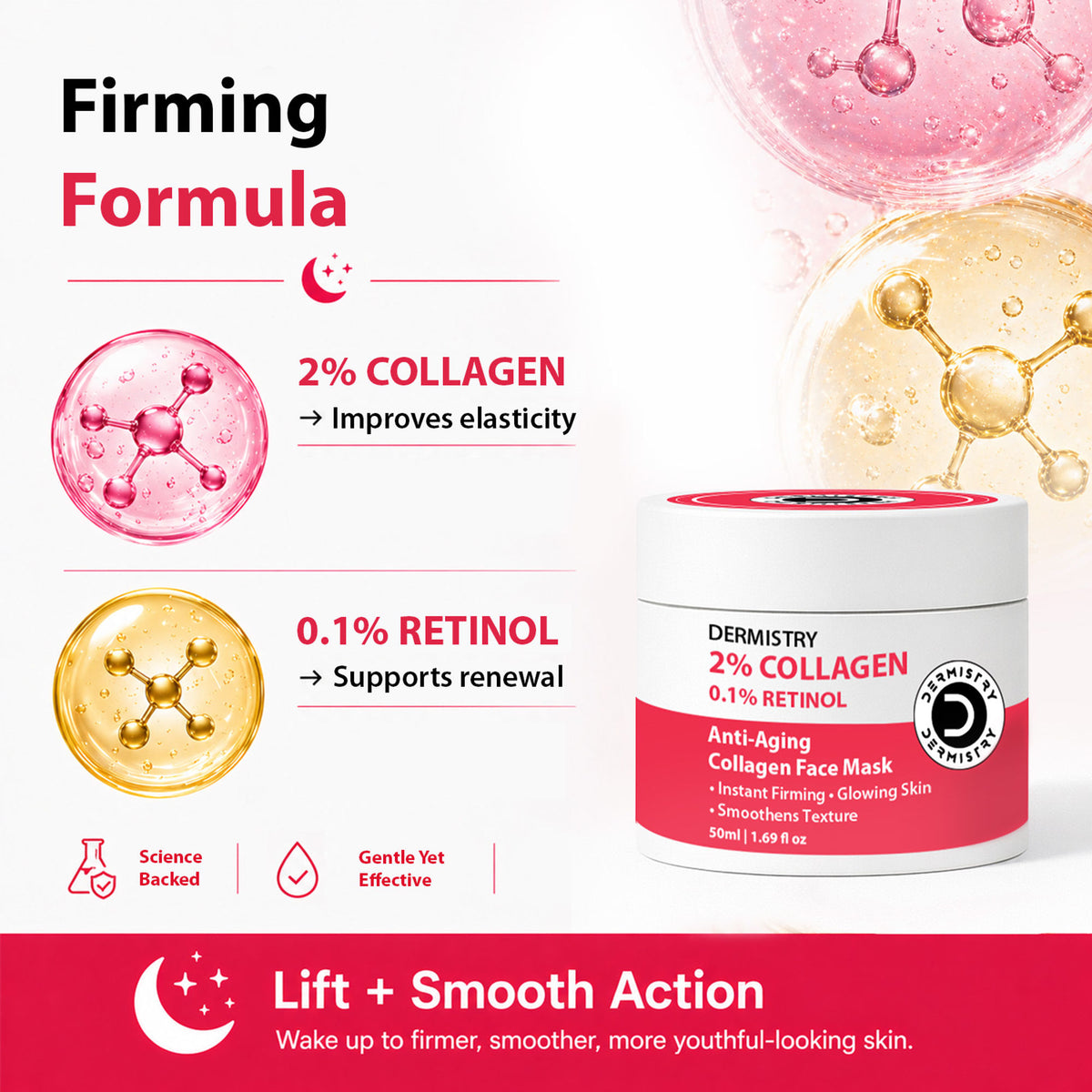 DERMISTRY Anti Aging Retinol Collagen Boost Face Pack Mask Instant Tightening Firming Glowing Skin