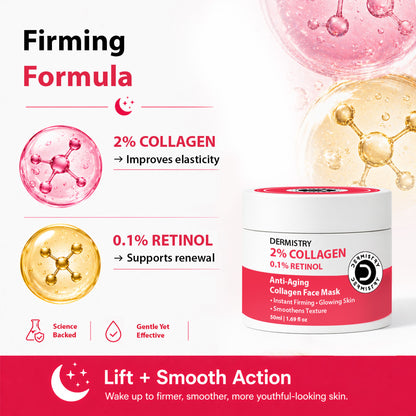 DERMISTRY Anti Aging Retinol Collagen Boost Face Pack Mask Instant Tightening Firming Glowing Skin
