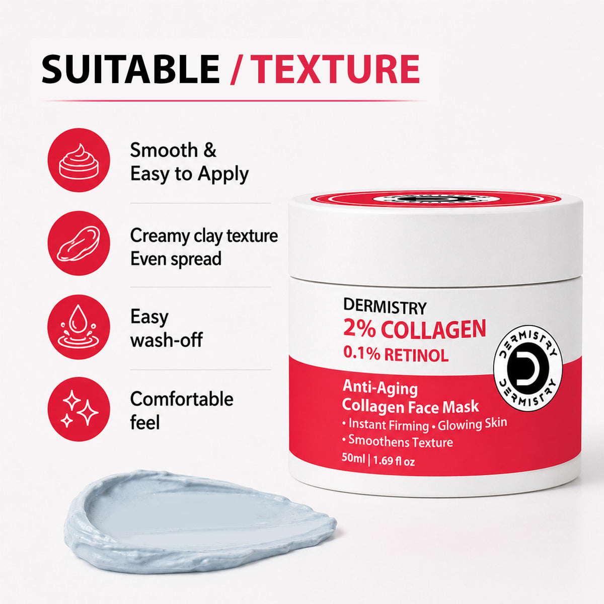 DERMISTRY Anti Aging Retinol Collagen Boost Face Pack Mask Instant Tightening Firming Glowing Skin