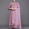 Dhiyona IE Floral Embroidered Regular Thread Work Pure Cotton Kurta With Trousers & Dupatta