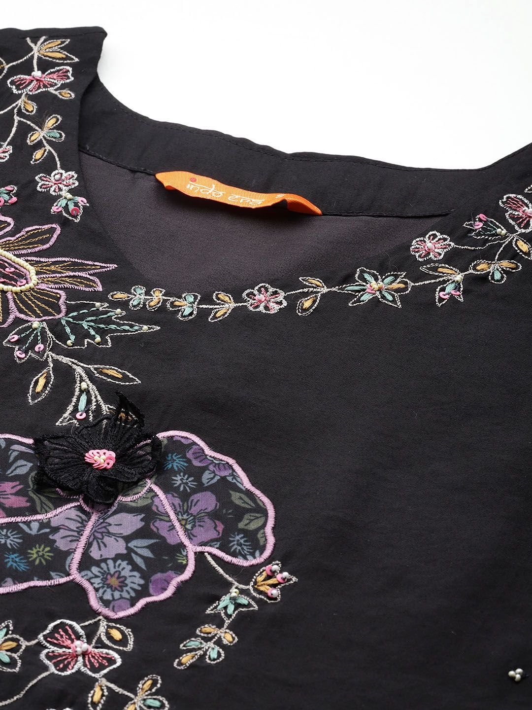 Indyancart IE Women Floral Embroidered Regular Thread Work Kurta with Trousers & With Dupatta