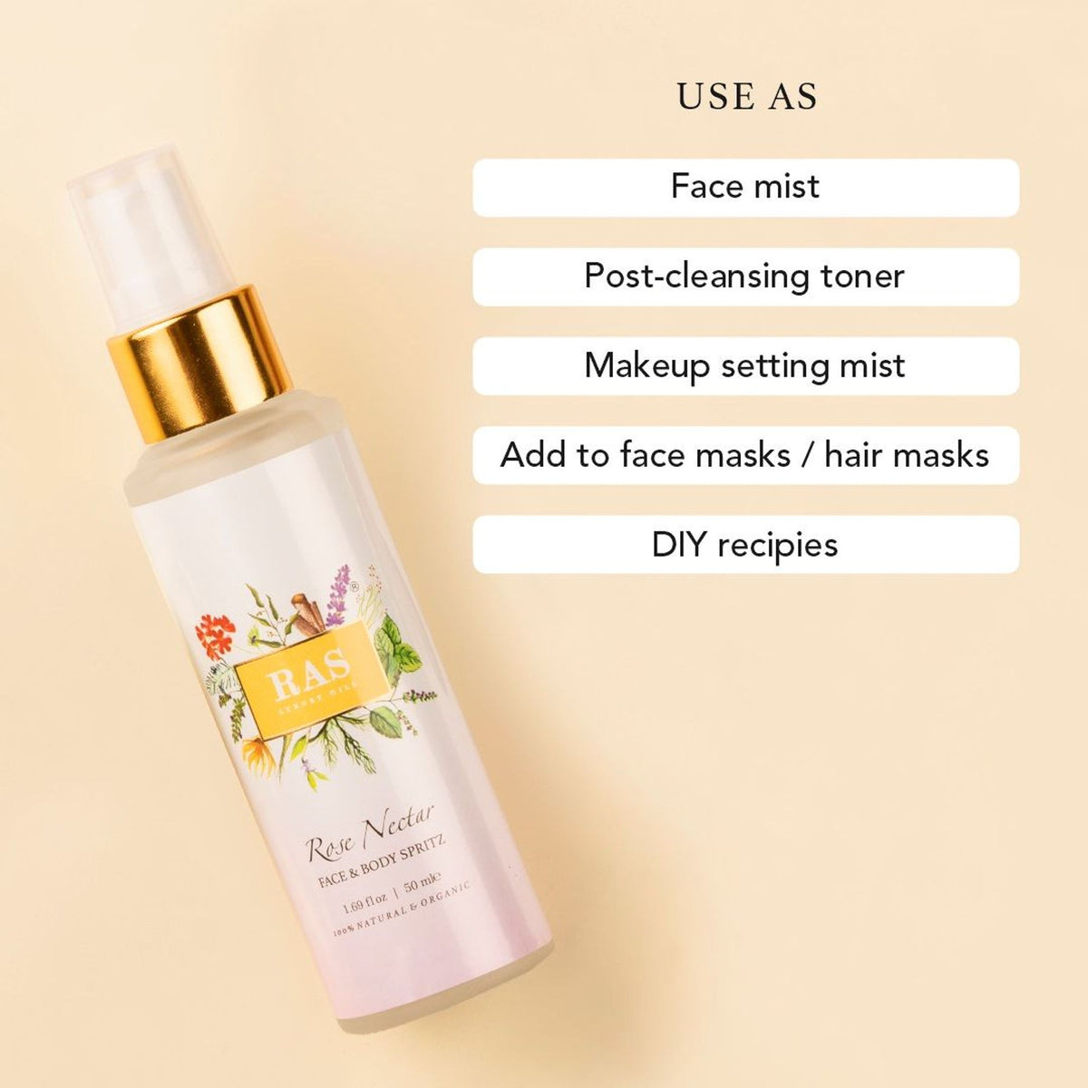 RAS Luxury Oils Rose Nectar Face & Body Spritz