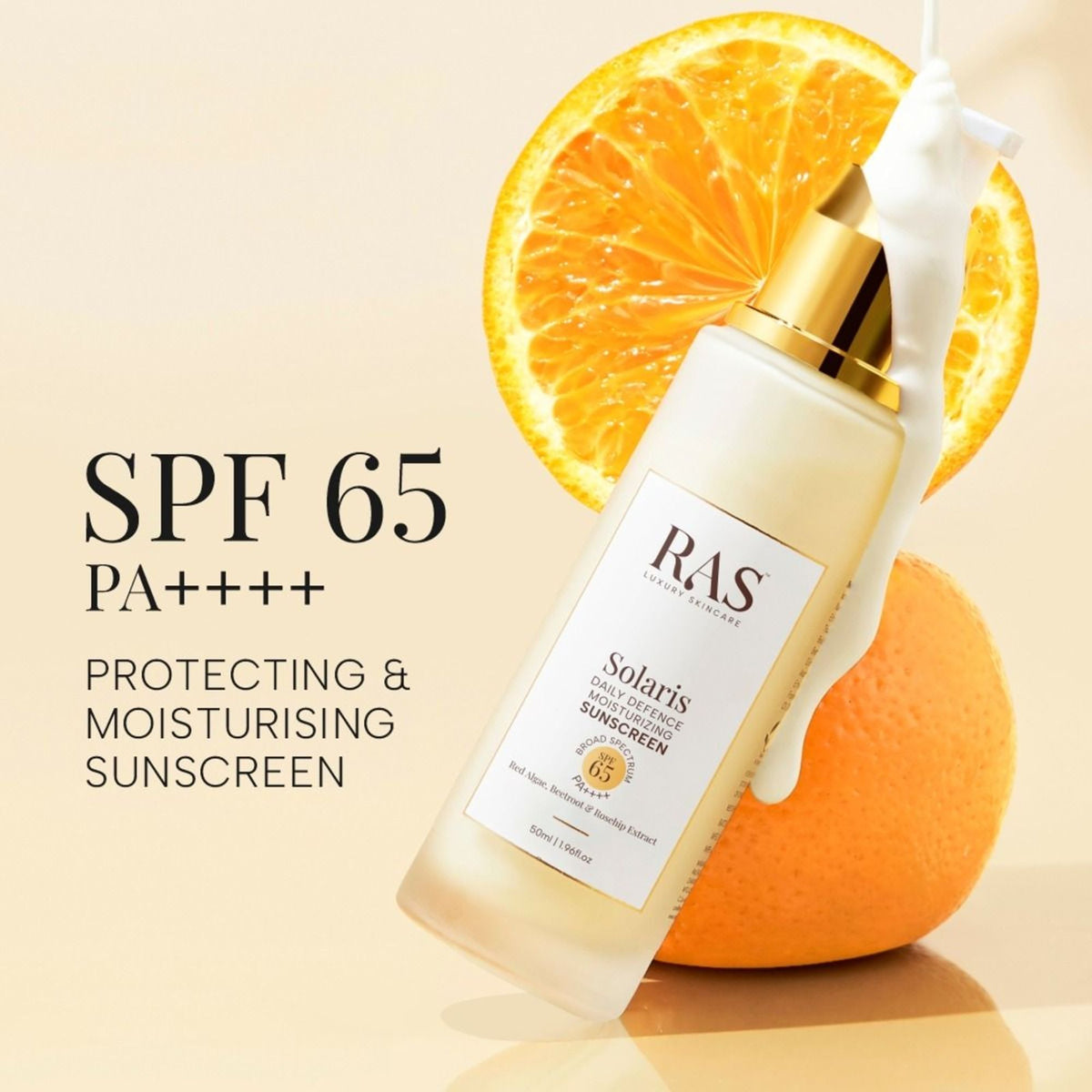 RAS Luxury Oils Solaris Daily Defence Moisturising Sunscreen Spf 50 Pa+++