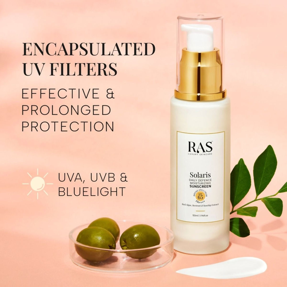 RAS Luxury Oils Solaris Daily Defence Moisturising Sunscreen Spf 50 Pa+++