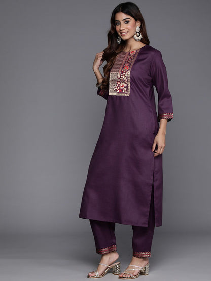 Indyancart IE Women Ethnic Motifs Yoke Design Zari Pure Cotton Kurta with Trousers & Dupatta