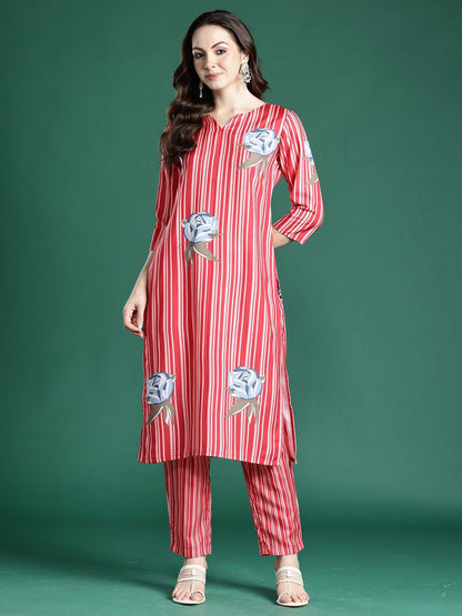 Indyancart IE Printed V-Neck Tunic With Trousers Co-Ords