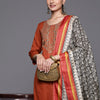 Indyancart VA Women's Floral Embroidered Gotta Patti Kurta with Trousers & With Dupatta