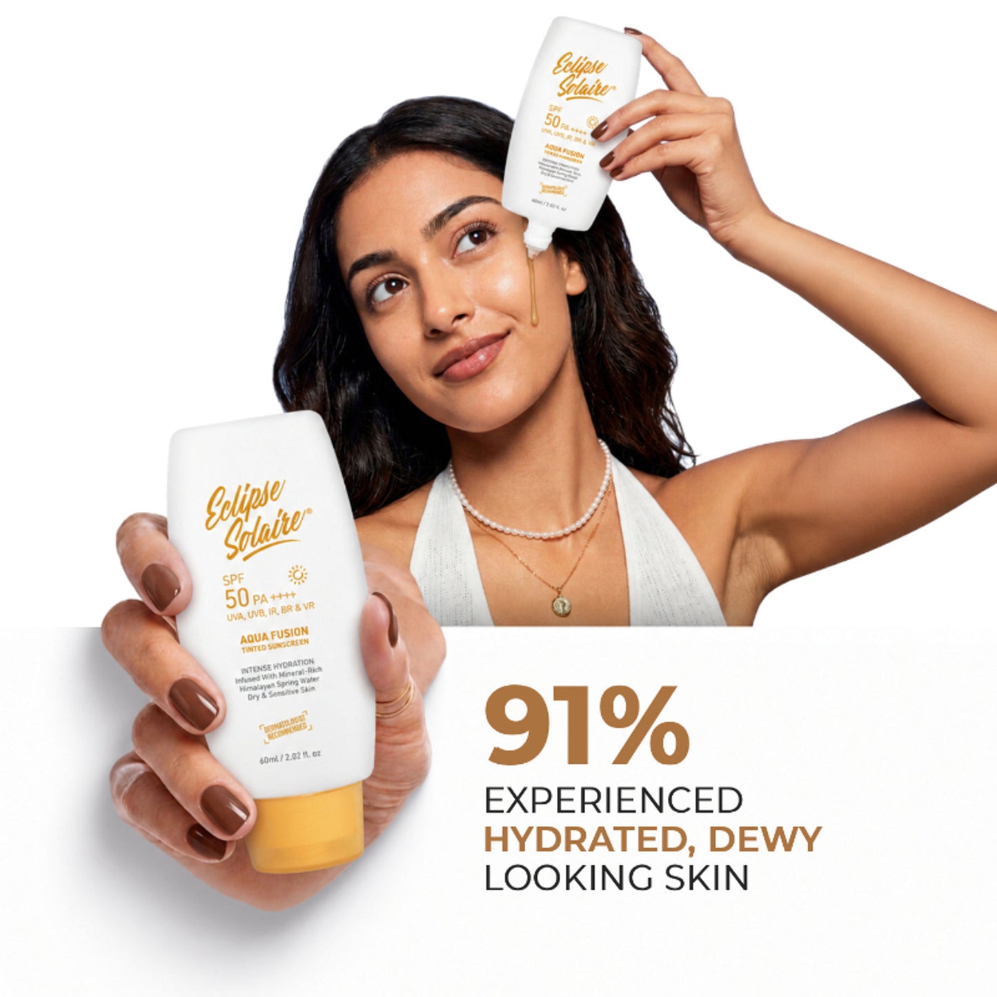 Eclipse Solaire Aqua Fusion Tinted Sunscreen 5X Protection Non-Greasy, All Skin Types SPF 50 Pa++++